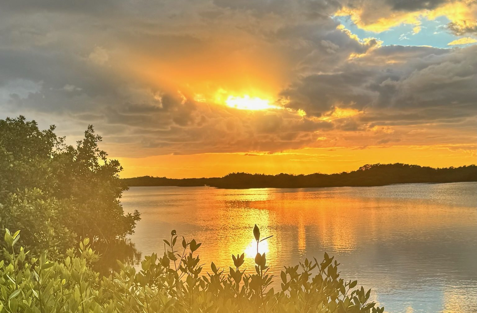 Sunset over the lagoon, Ambergris Caye Belize